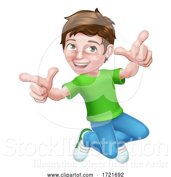 Vector Illustration of Happy Jumping Boy Kid Child Character