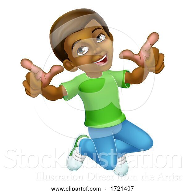 Vector Illustration of Happy Jumping Boy Kid Child Character