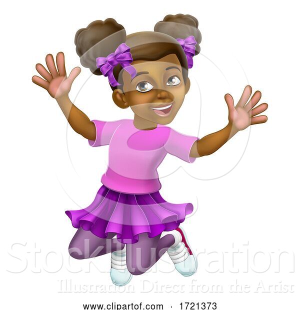 Vector Illustration of Happy Jumping Girl Kid Child Character