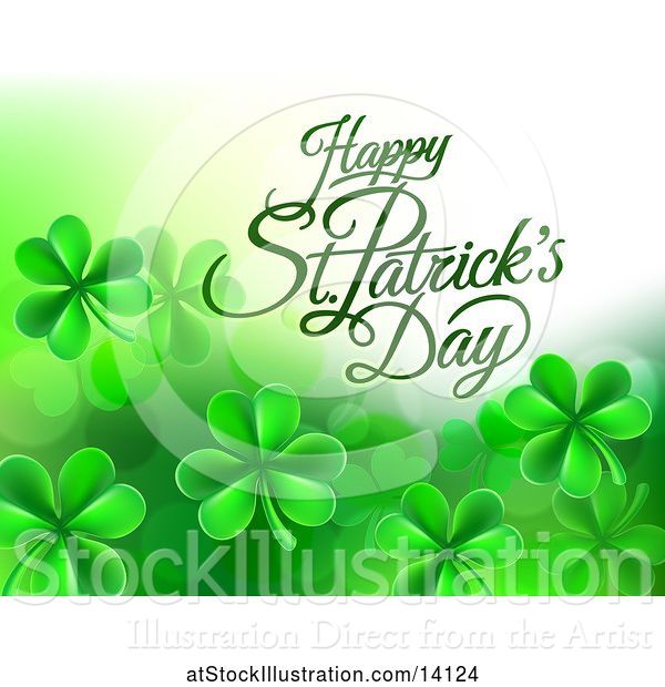 Vector Illustration of Happy St Patricks Day Greeting with Shamrocks