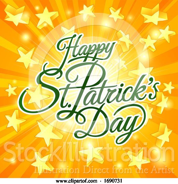 Vector Illustration of Happy St Patricks Day Greeting with Stars