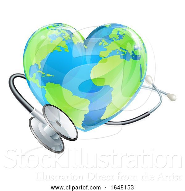 Vector Illustration of Health Concept Stethoscope Heart Earth World Globe