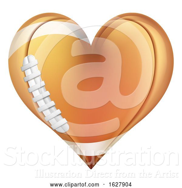 Vector Illustration of Heart Shape American Football Ball