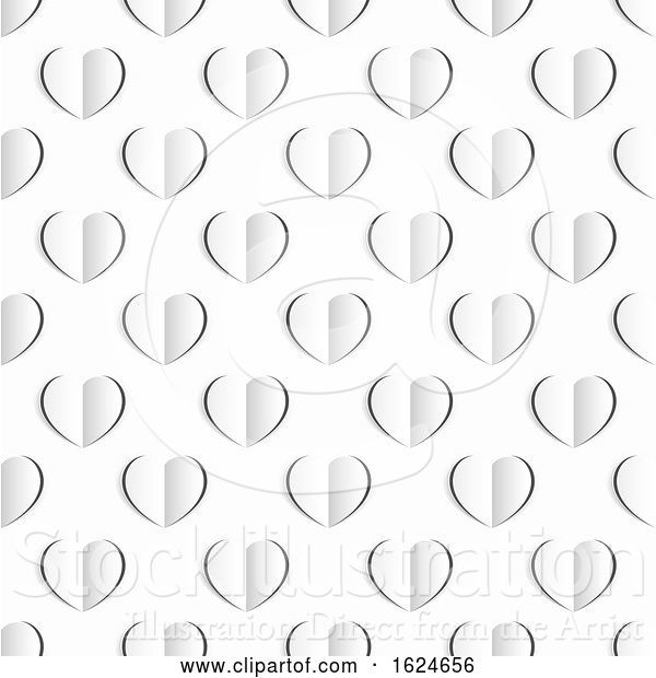 Vector Illustration of Heart White Paper Seamless Pattern Background