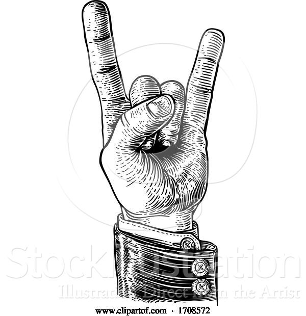 Vector Illustration of Heavy Metal Rock Music Hand Sign Gesture