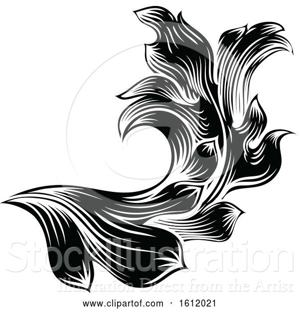 Vector Illustration of Heraldic Floral Filigree Pattern Scroll Design