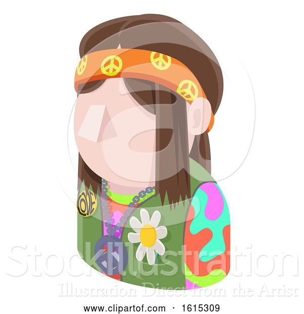 Vector Illustration of Hippy Hipster Guy Avatar People Icon