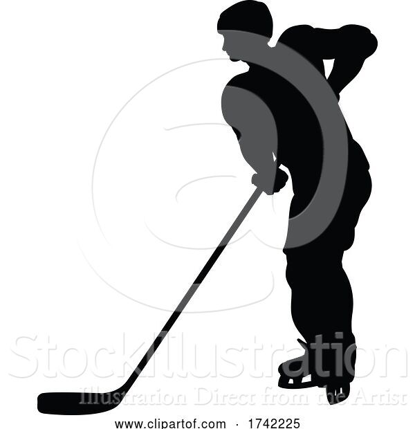 Vector Illustration of Hockey Player Silhouette