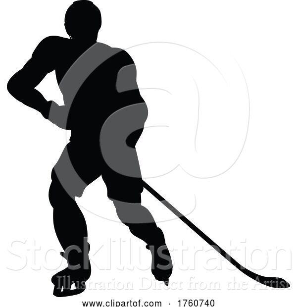 Vector Illustration of Hockey Player Silhouette