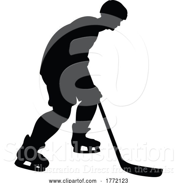 Vector Illustration of Hockey Player Sports Silhouette