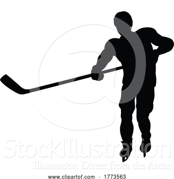 Vector Illustration of Hockey Player Sports Silhouette