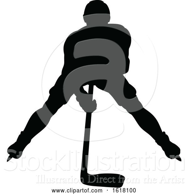 Vector Illustration of Hockey Player Sports Silhouettes