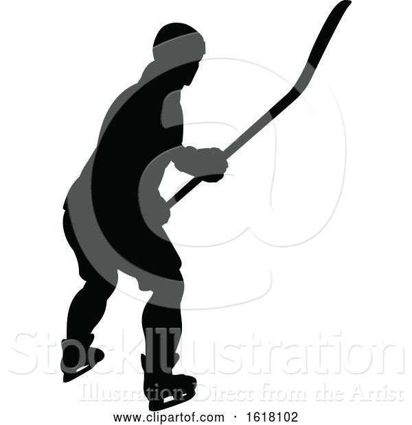 Vector Illustration of Hockey Player Sports Silhouettes