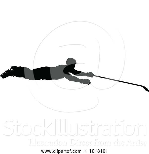 Vector Illustration of Hockey Player Sports Silhouettes