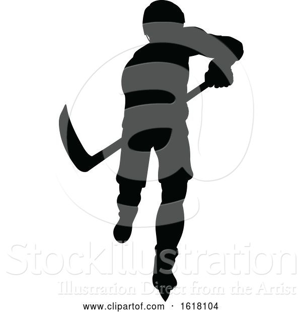 Vector Illustration of Hockey Player Sports Silhouettes
