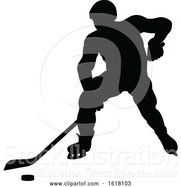 Vector Illustration of Hockey Player Sports Silhouettes