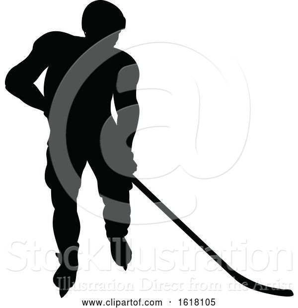 Vector Illustration of Hockey Player Sports Silhouettes