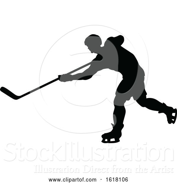 Vector Illustration of Hockey Player Sports Silhouettes