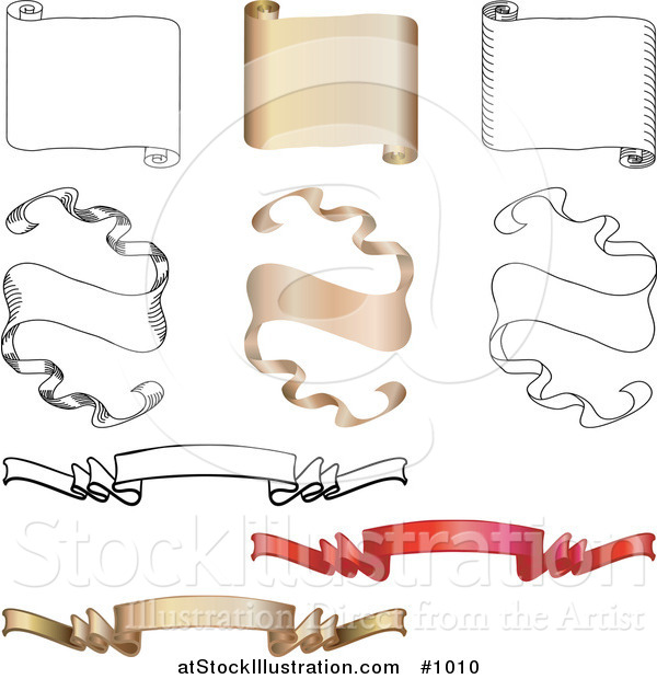 Vector Illustration of Horizontal Scrolls and Banners Collection