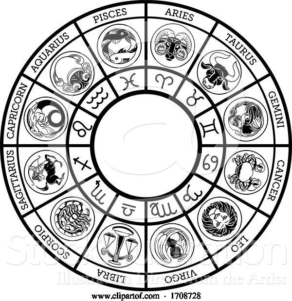 Vector Illustration of Horoscope Astrology Zodiac Star Signs Icon Set
