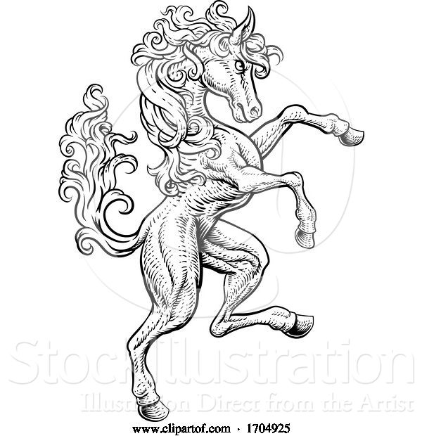 Vector Illustration of Horse Rearing Rampant Crest Coat of Arms Style