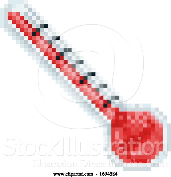 Vector Illustration of Hot Thermometer Pixel Art Icon