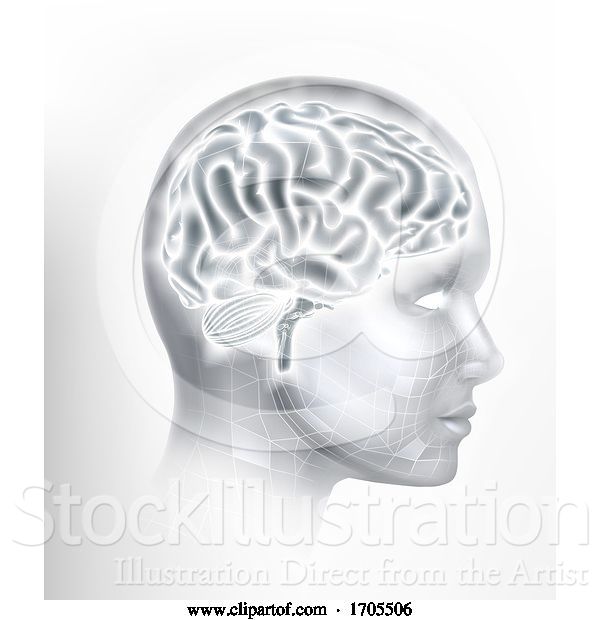 Vector Illustration of Human Brain AI Head Face Intelligence Concept