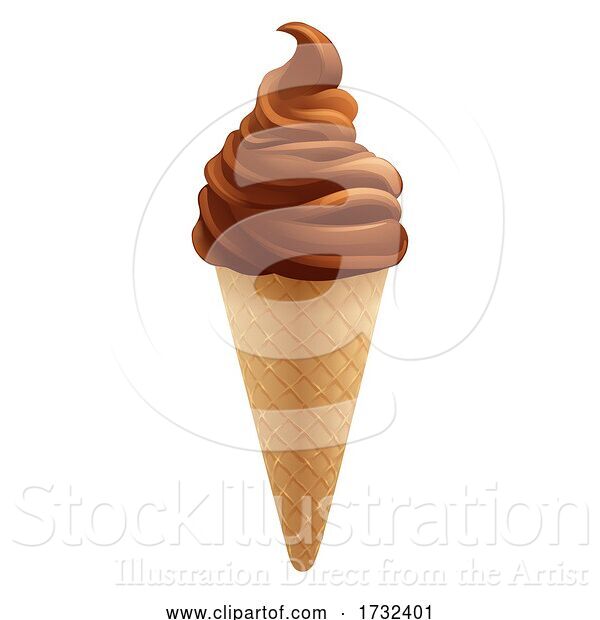 Vector Illustration of Ice Cream Chocolate Frozen Yogurt Icecream Cone