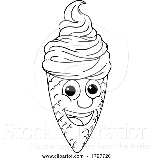 Vector Illustration of Ice Cream Cone Character Mascot