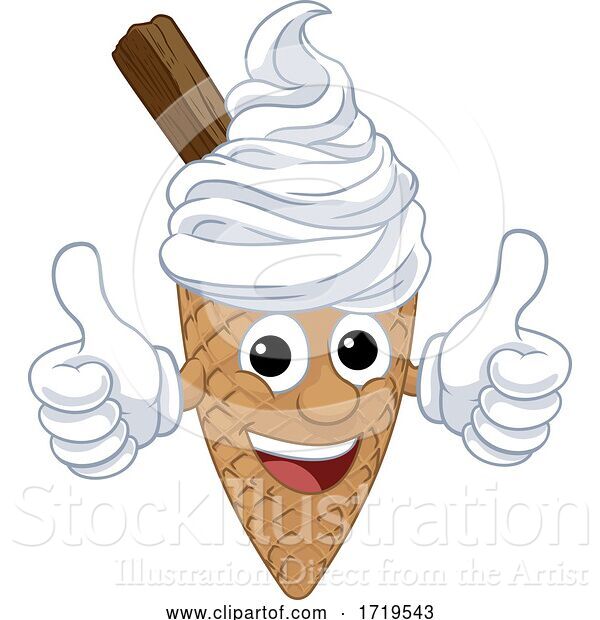 Vector Illustration of Ice Cream Cone Character Mascot Thumbs up