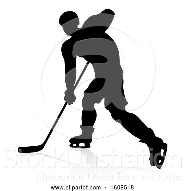 Vector Illustration of Ice Hockey Player Silhouette