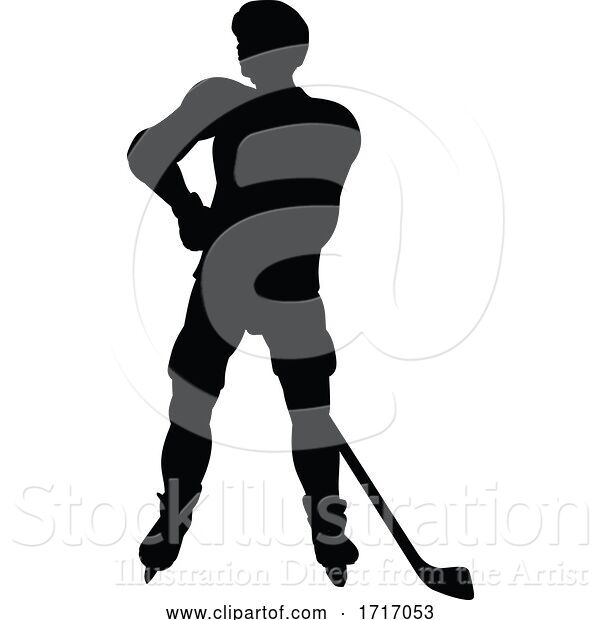 Vector Illustration of Ice Hockey Player Silhouette