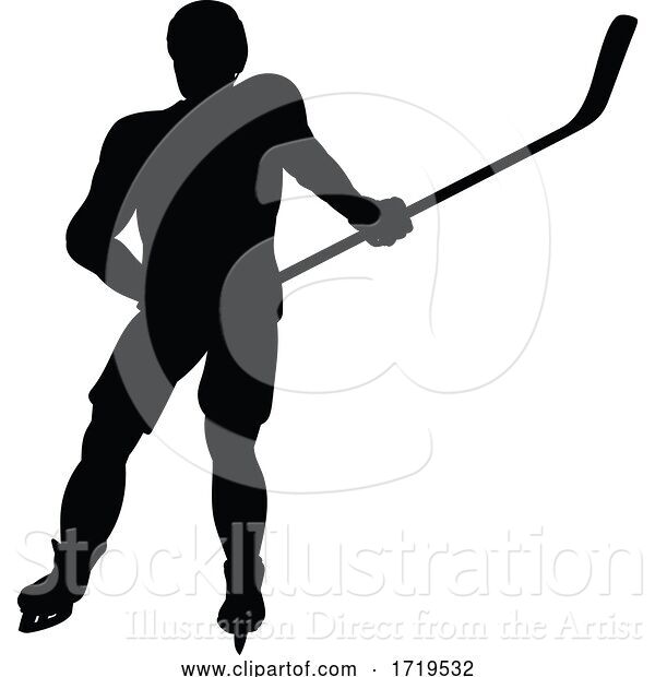 Vector Illustration of Ice Hockey Player Silhouette