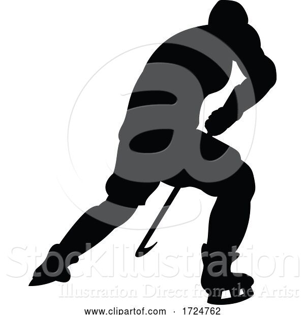 Vector Illustration of Ice Hockey Player Silhouette