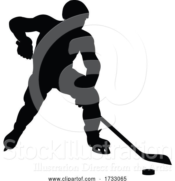 Vector Illustration of Ice Hockey Player Silhouette