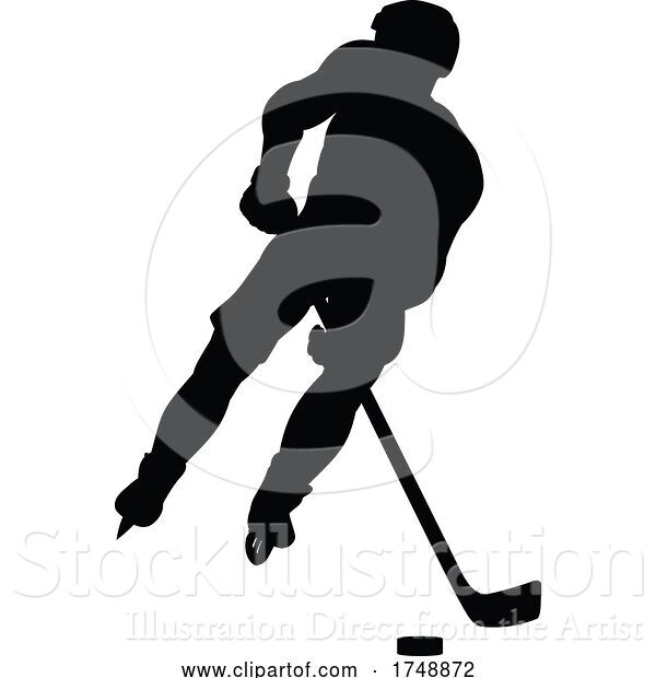 Vector Illustration of Ice Hockey Player Silhouette
