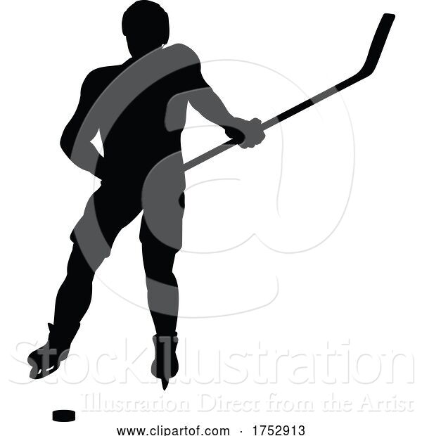 Vector Illustration of Ice Hockey Player Silhouette