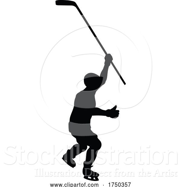 Vector Illustration of Ice Hockey Player Sports Silhouette
