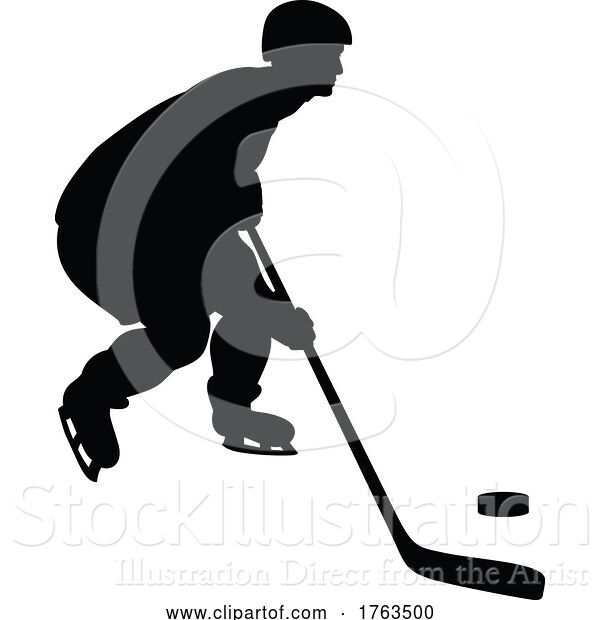 Vector Illustration of Ice Hockey Player Sports Silhouette