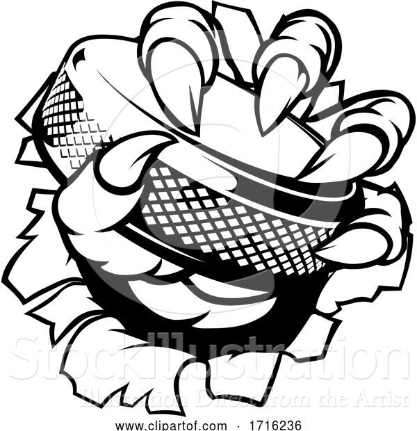 Vector Illustration of Ice Hockey Puck Claw Monster Sports Hand