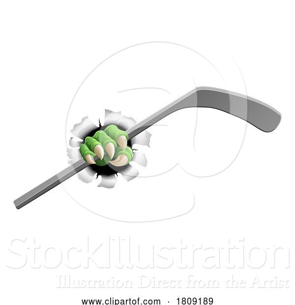 Vector Illustration of Ice Hockey Stick Claw Monster Animal Hand