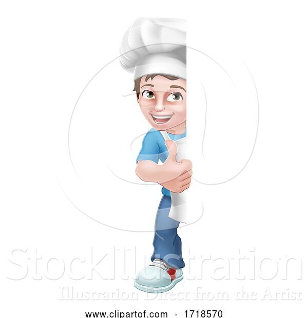 Vector Illustration of Kid Boy Chef Cook Baker Child Sign