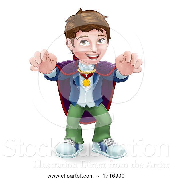 Vector Illustration of Kid Boy Child in Vampire Halloween Costume
