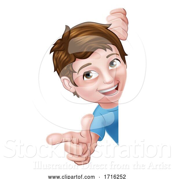 Vector Illustration of Kid Boy Child Pointing Sign