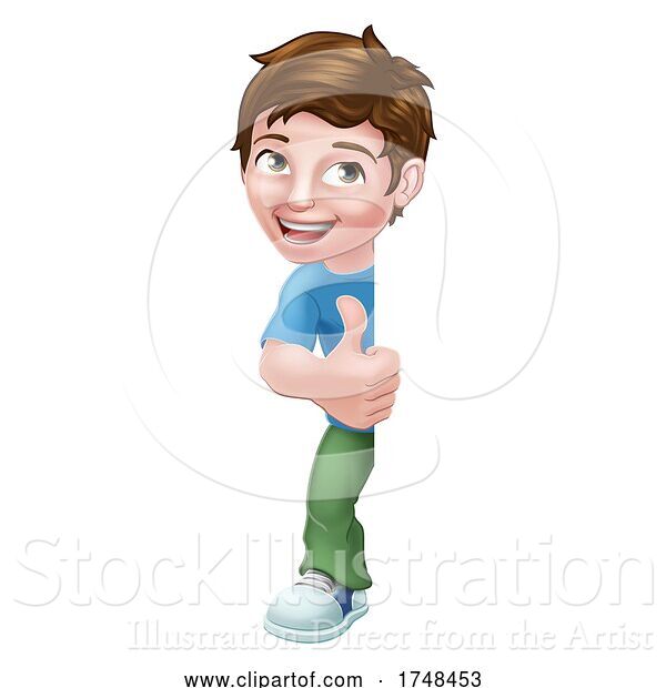 Vector Illustration of Kid Boy Child Thumbs up Sign