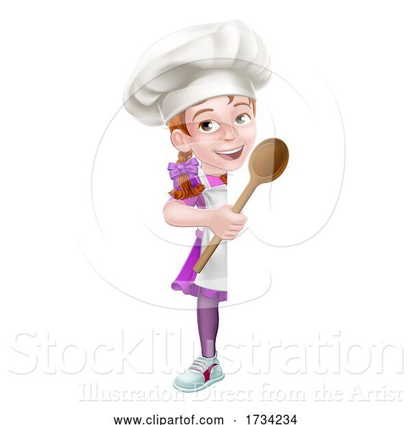 Vector Illustration of Kid Girl Chef Cook Baker Child Sign