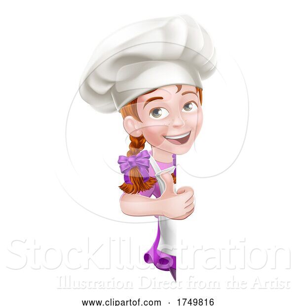 Vector Illustration of Kid Girl Chef Cook Baker Child Sign