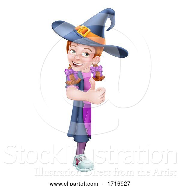 Vector Illustration of Kid Girl Child Halloween Witch Sign