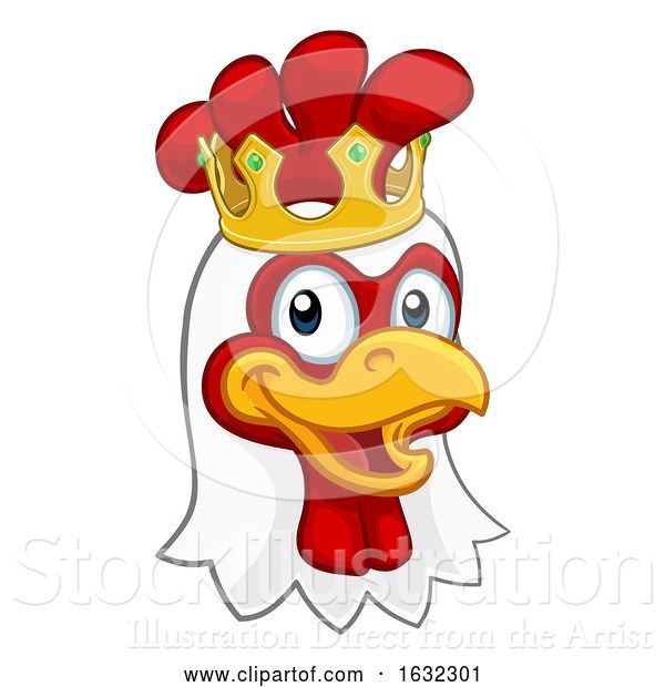 Vector Illustration of King Chicken Rooster Cockerel Bird Crown