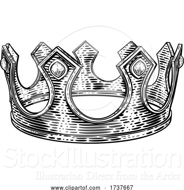 Vector Illustration of King Royal Crown Vintage Retro Style Illustration